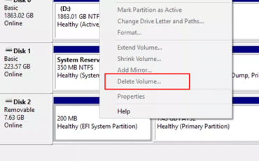 Delete an EFI Partition in Windows